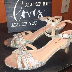 Sparkly silver heels